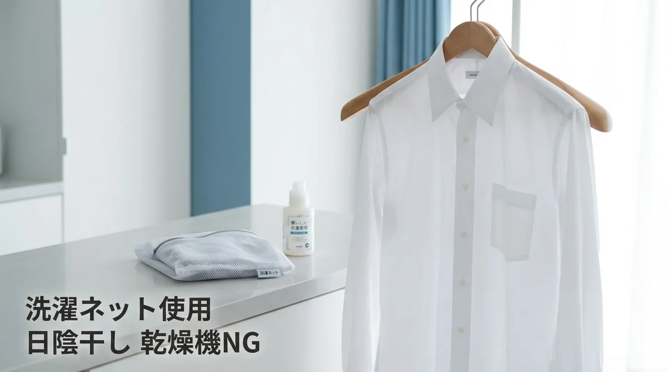 ワイシャツを長持ちさせる正しい洗濯ケア｜洗濯ネット・日陰干し・乾燥機NGの実践シーン