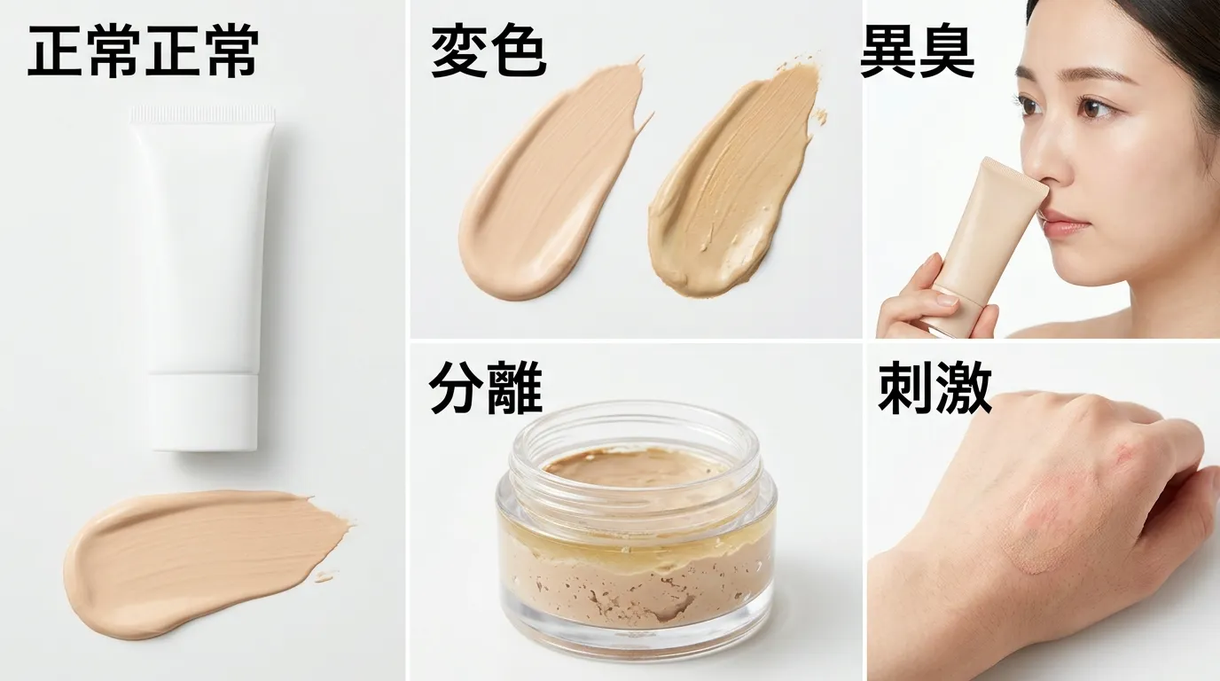 メンズBBクリームの劣化・期限切れサイン｜見た目・におい・テクスチャーの変化