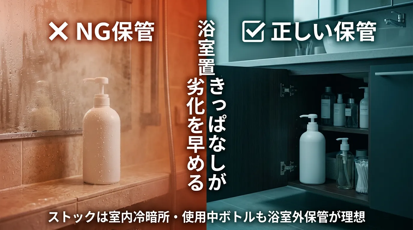 スカルプシャンプーの正しい保管場所比較｜浴室NG・洗面台下OK