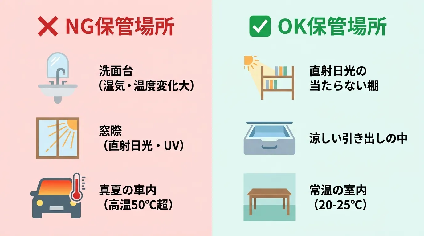 化粧水の正しい保管場所とNGな保管場所の比較