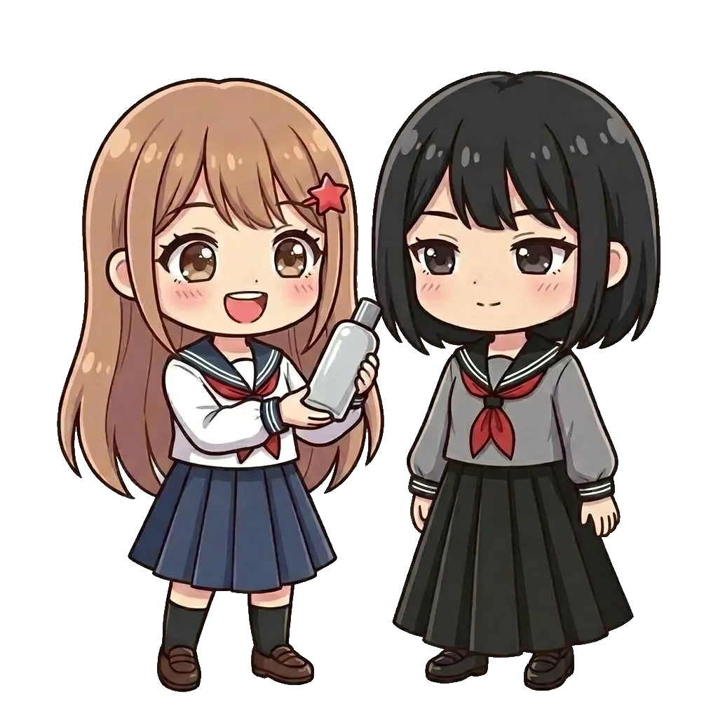 コスメを見せて喜ぶマダリちゃんと微笑むステバン刑事