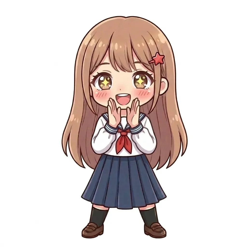 マダリちゃんが両手を頬に当てて興奮気味に話しかけている