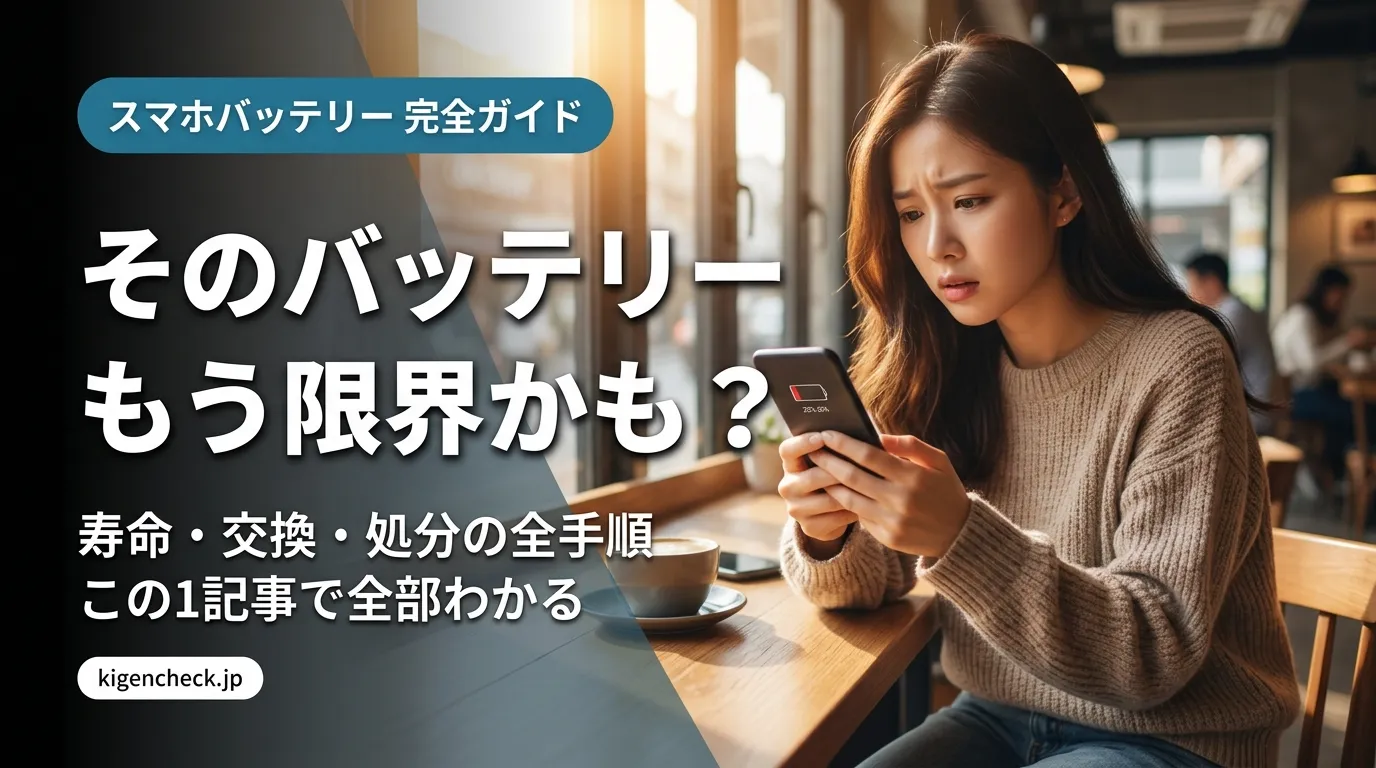 スマホのバッテリー残量が20%で焦る女性、バッテリー寿命と交換・処分の完全ガイド