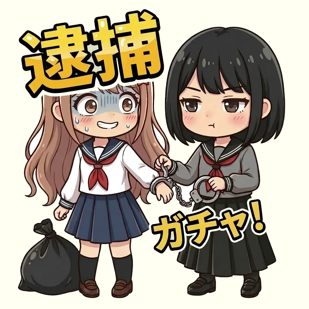 手錠をかけられて逃げたがるマダリ
