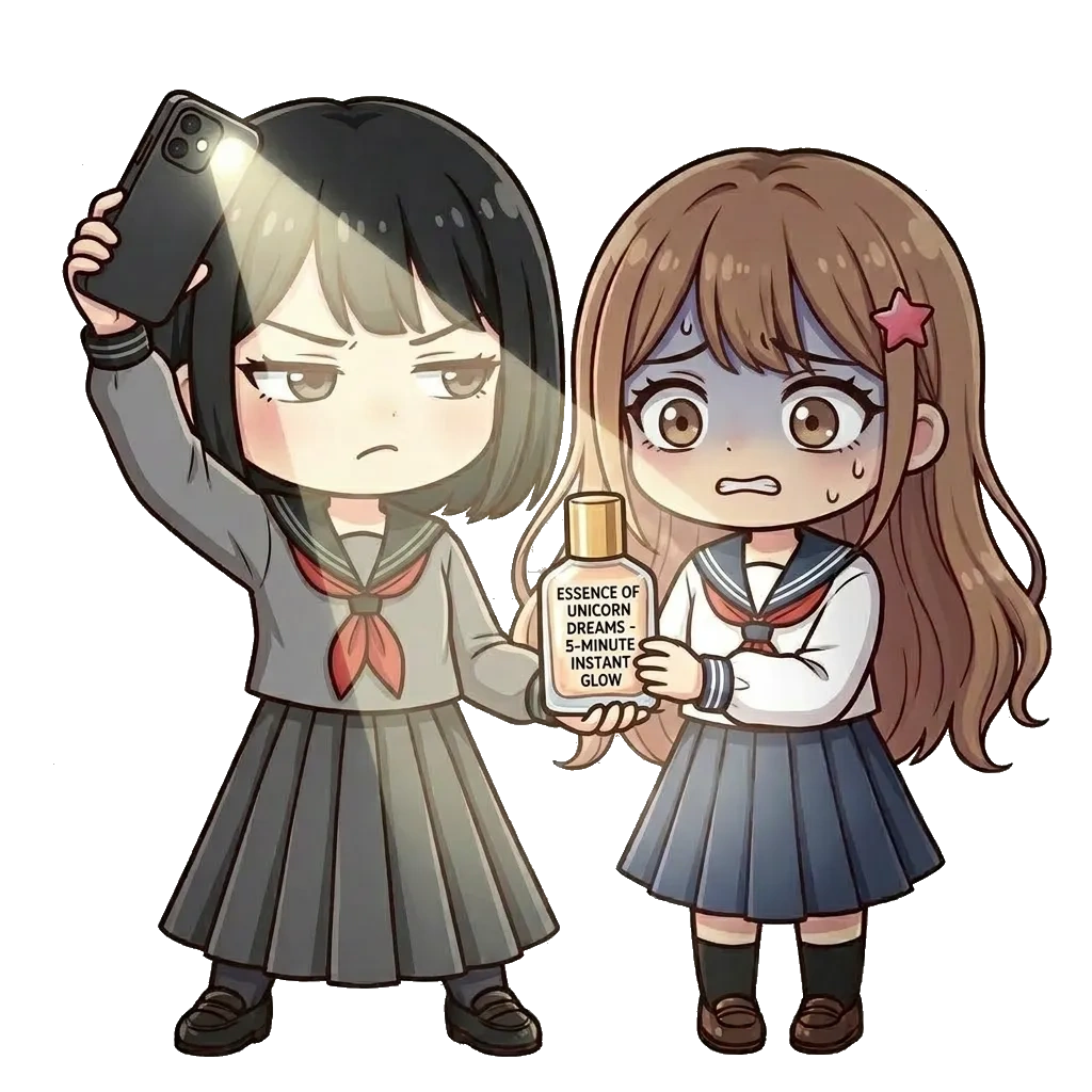 劣化したクッションファンデを確認するステバン刑事とマダリちゃん