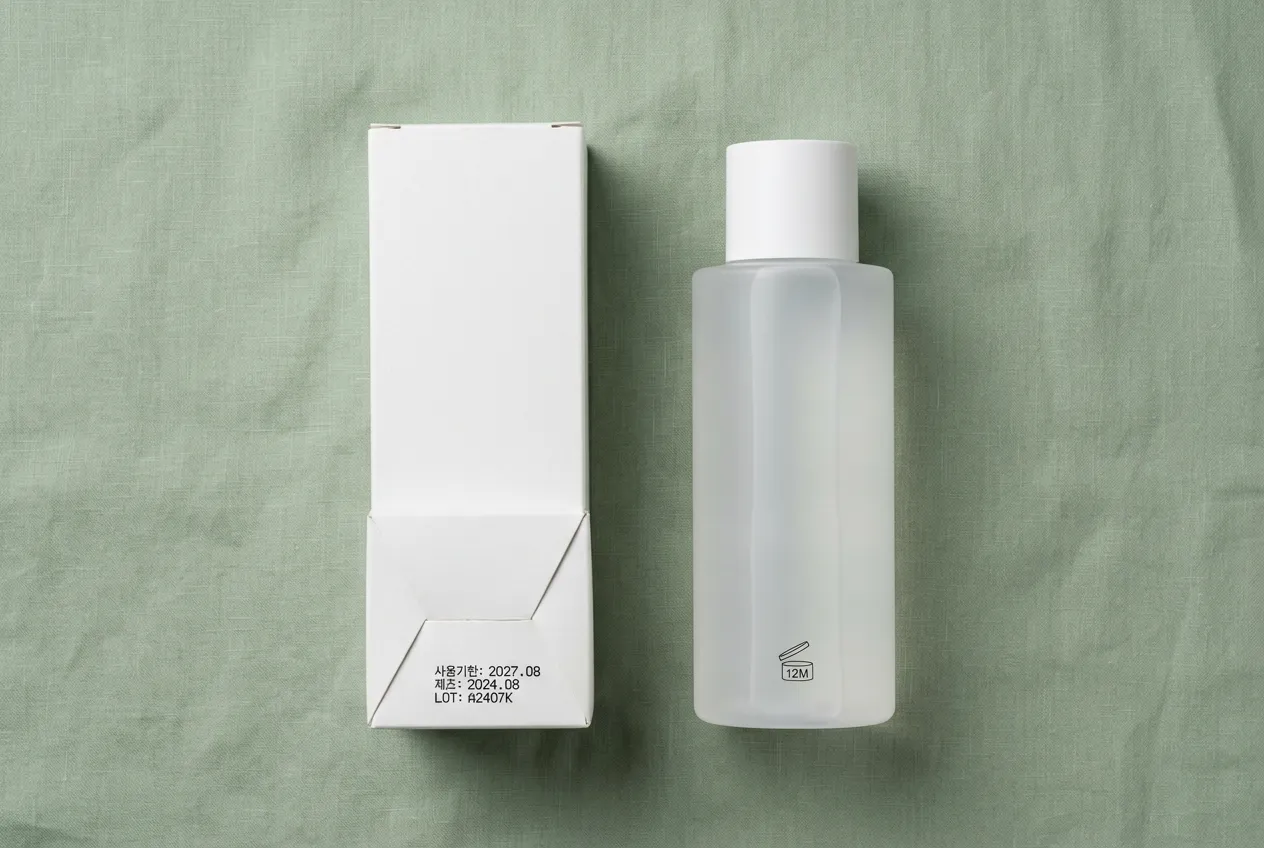 アヌア製品の外箱底面とボトルに印字された사용기한・LOT・PAO（12M）表示の確認方法