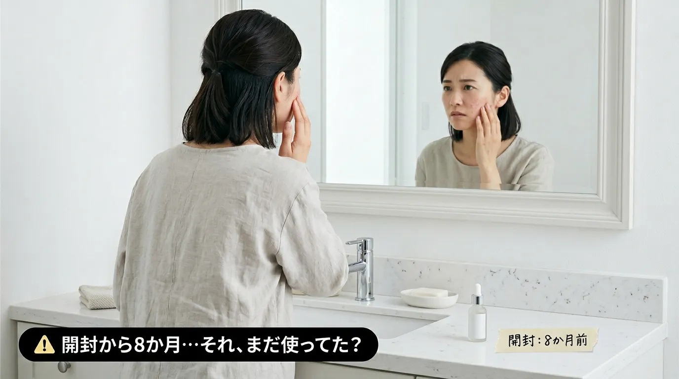 開封から8か月のレチノールを使い続けて肌荒れが出た女性の後ろ姿