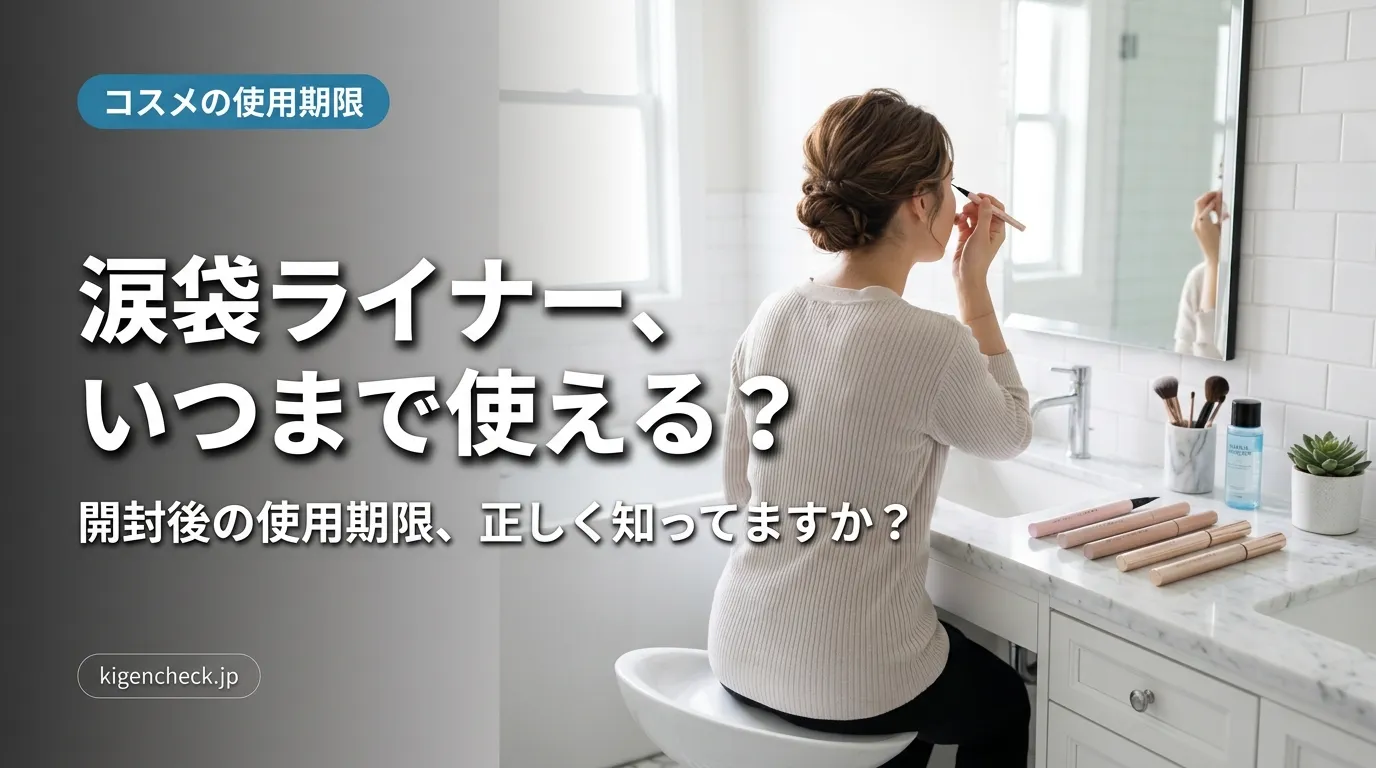 涙袋ライナーの使用期限について考える女性