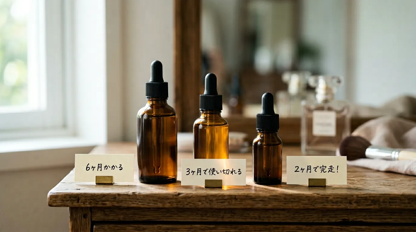 使い切りやすい容量別レチノール美容液のサイズ比較