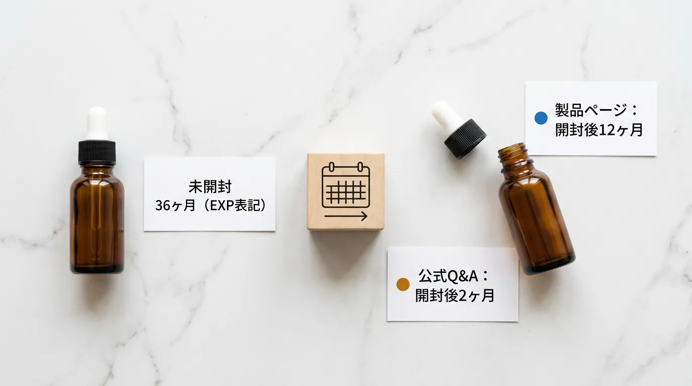 VTリードルショット開封後2ヶ月（公式Q&A）と12ヶ月（製品ページ）の矛盾比較図