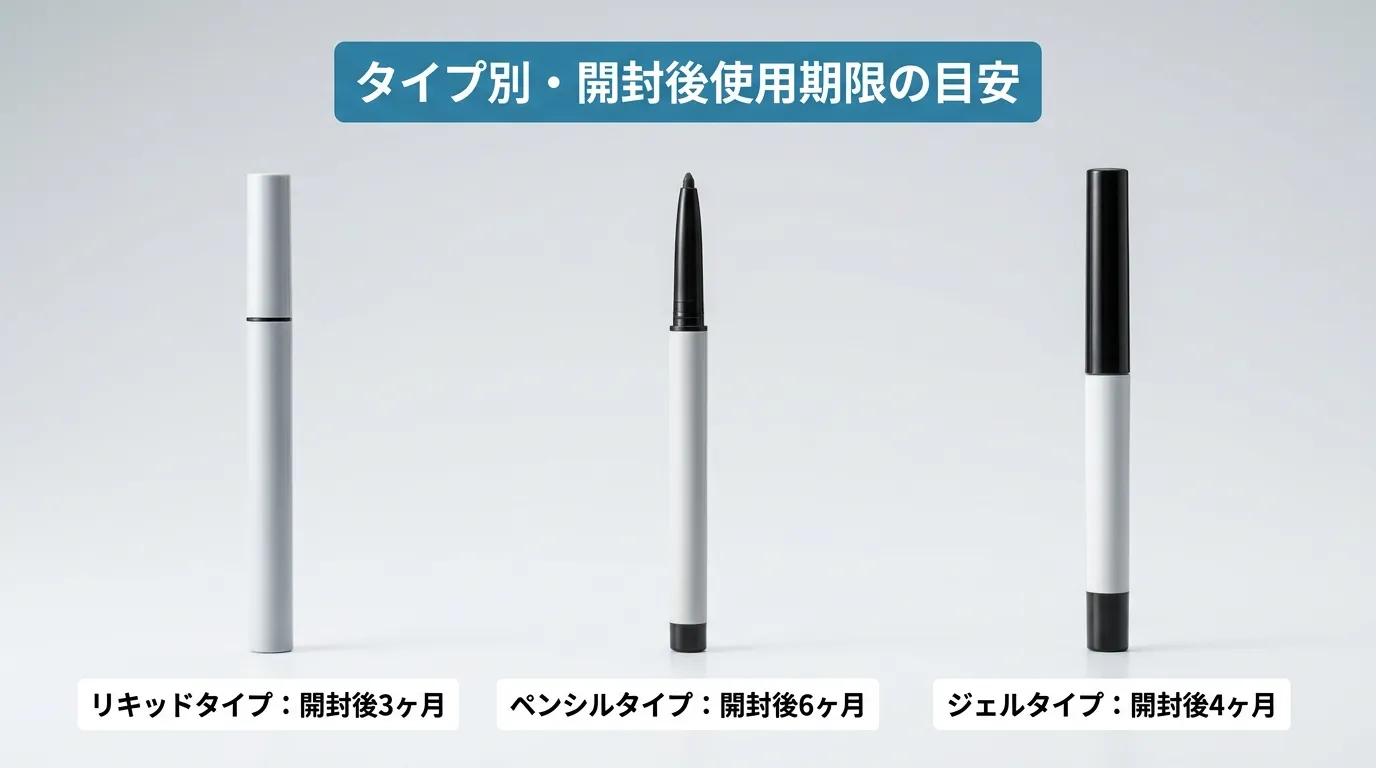 涙袋ライナーのタイプ別使用期限の比較