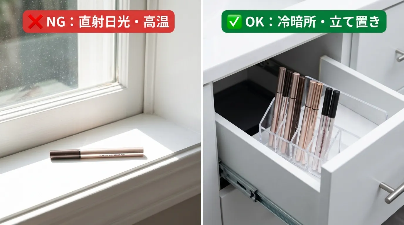 涙袋ライナーの正しい保管方法と間違った保管方法