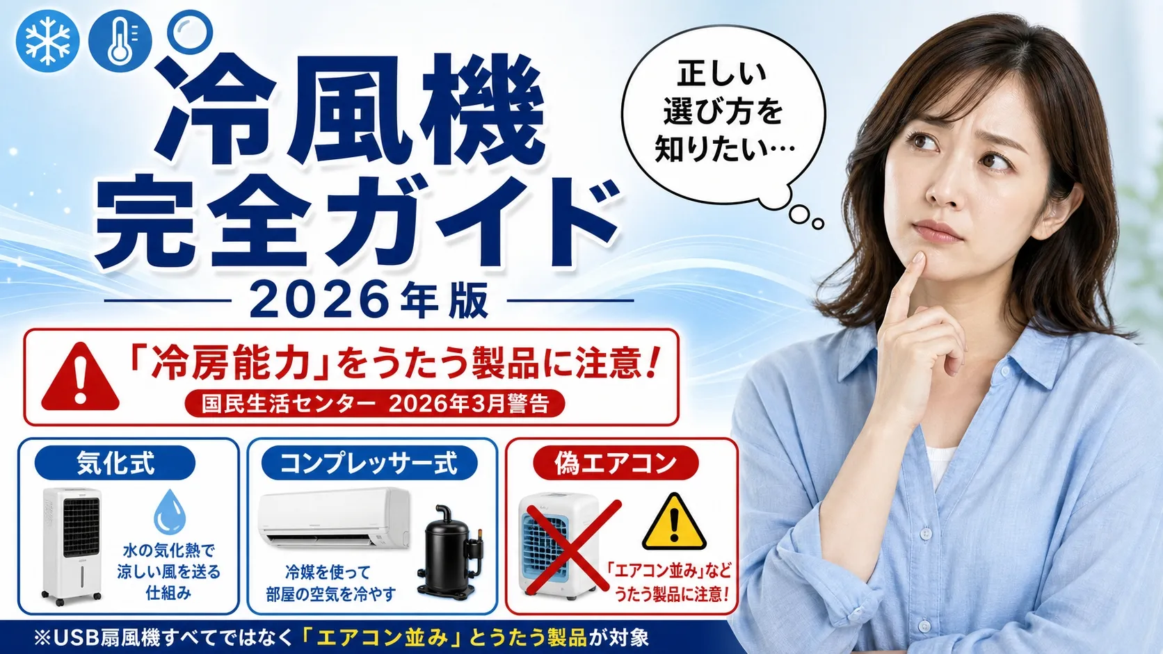 冷風機完全ガイド2026年版。国民生活センター警告対象製品の見分け方と正しい選び方を解説