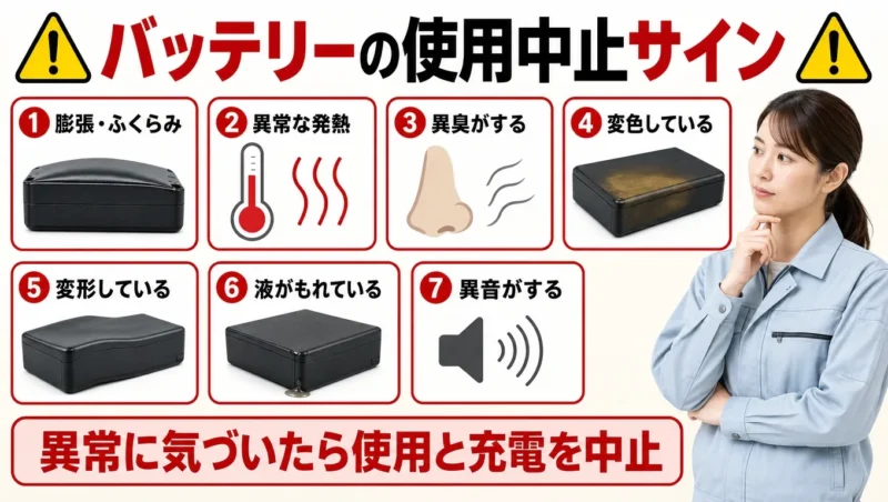 バッテリーの7つの使用中止サイン